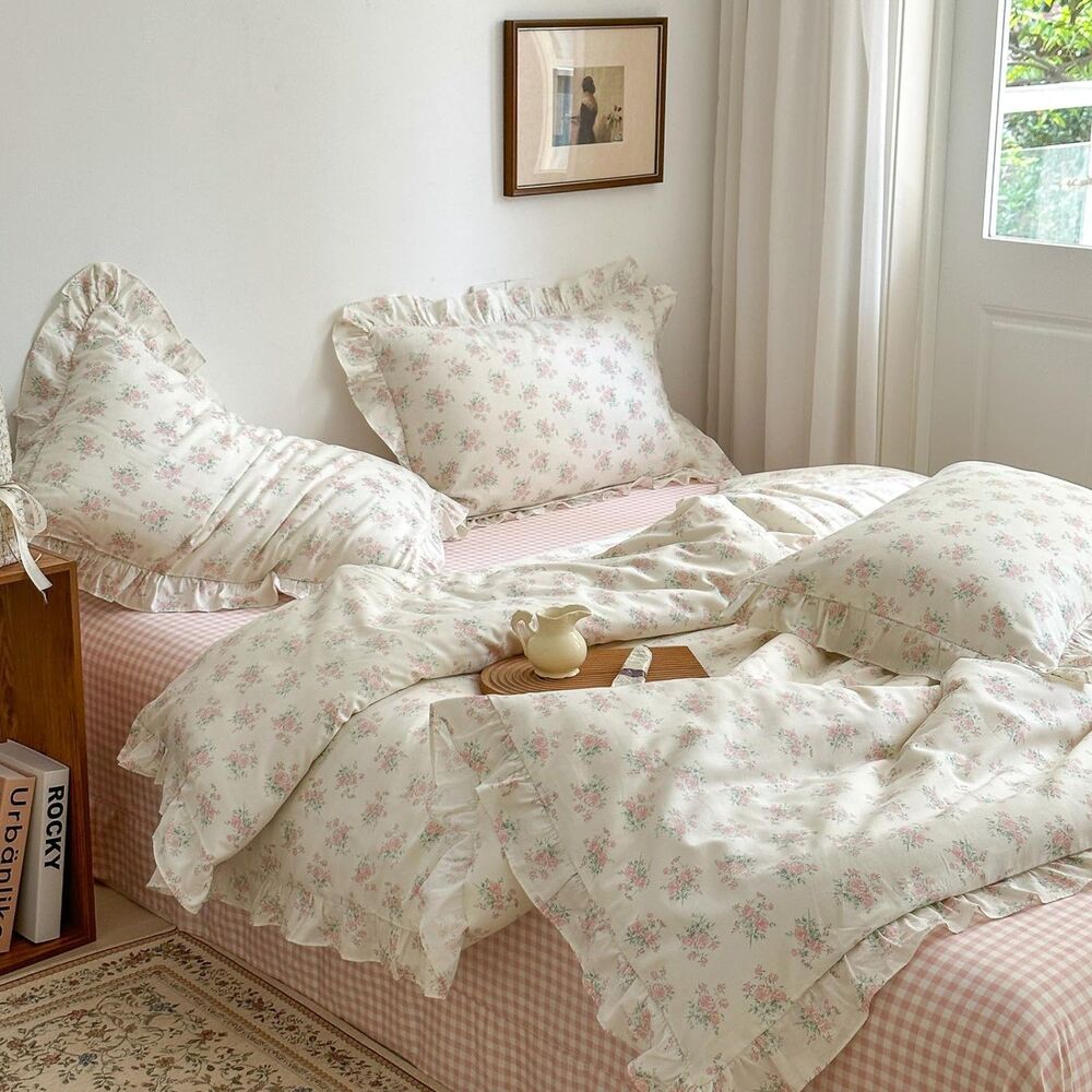 Twin XL Duvet Cover Set (Pink & Cream Floral)